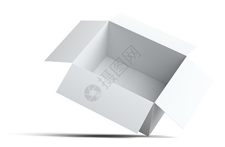 白色开放的空白纸箱对象礼物小样3d纸盒角落包装商品阴影邮件图片