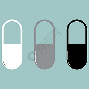 药丸或胶囊白色灰色黑色图标图片