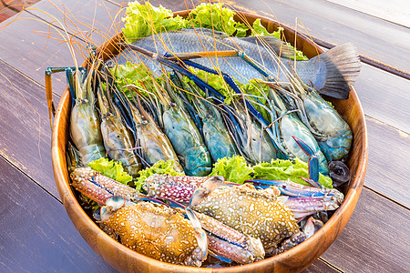 整套海食食品餐厅桌子低音生蚝食物章鱼鲈鱼美食河虾柠檬图片