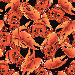 水煮龙虾无缝模式草图食物螃蟹美味餐厅茶点动物插图橙子贝类图片