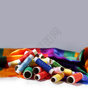 彩色线索卷轴纸板纺织品生产工艺织物图片