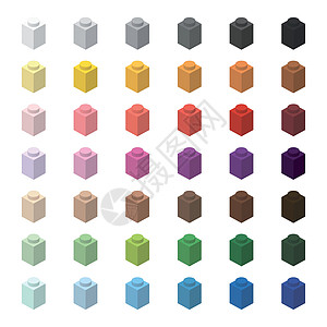 儿童积木玩具简单色谱积木 1x1在白色背景上活动光谱乐趣教育构造立方体创造力蓝色彩虹等距图片