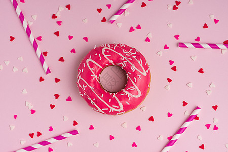 粉色粘糊面的甜甜圈和复制空间 Swee图片