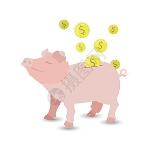 带有金币的粉红猪钱资本图片