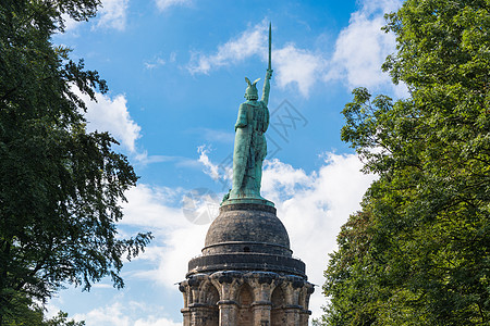 德国Teutoburg森林的Hermann纪念碑建筑蓝色天空指挥官建造业北纬地标胜利建筑学身材图片