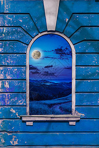 带图片的旧窗框历史蓝色窗帘城市旅行建筑木头天空风格框架图片