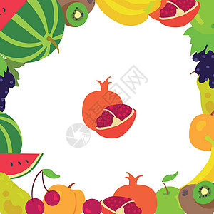 白色背景上的水果相框农作物收获烹饪食物绿色蔬菜插图营养农场食谱图片