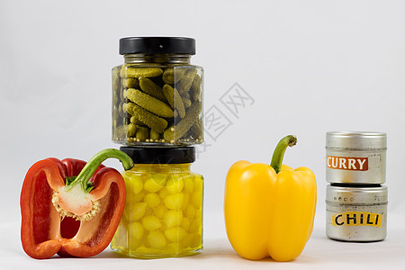 胡椒水果罐子装罐乡村厨房蔬菜叶子季节食物图片