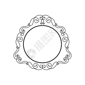复古书法框架带有 Flourishe 的圆形装饰花卉元素菜单卡片餐厅线条明信片插图标识奢华问候咖啡店图片