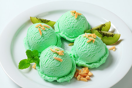 冰块薄荷绿色绿冰淇淋楔子水果开心果甜点淡绿色果子食物蜜露奇异果绿茶背景