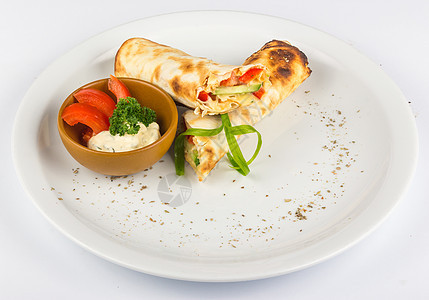 加黄瓜和胡椒小吃美食午餐烹饪绿色餐厅辣椒面包食物盘子图片
