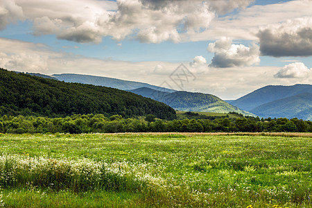 山岳的附近有田野季节场地绿色农村草垛国家风景天气森林天空图片
