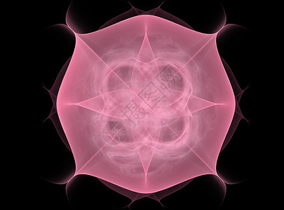 粉红色抽象分形以 flowe 的形式进行 3D 渲染插图黑色粉色背景图片