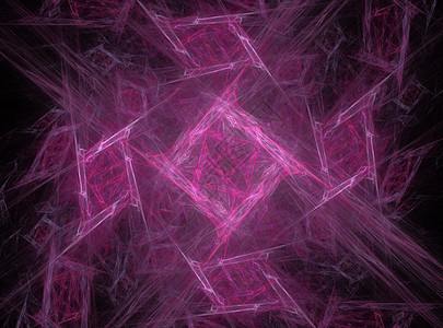 3D 以粉红色方形重复抽象分形图片