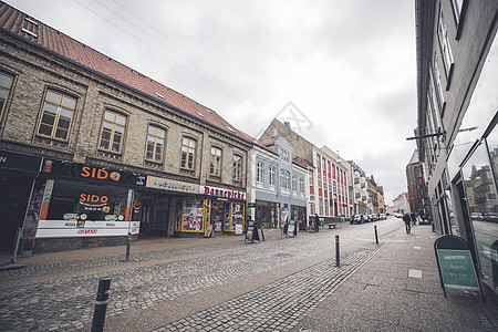 丹麦Haderslev市下城广场景观建筑商业场景房子中心食物小路办公室购物图片