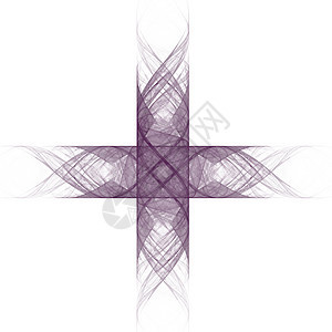 具有紫色十字形花卉图案的抽象分形白色渲染背景图片