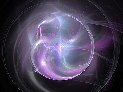 3D 与紫色发光的分形圆环相交背景图片