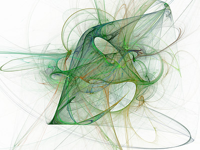 3D 渲染与曲线的绿色黄色抽象分形混沌背景图片