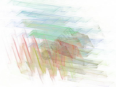 具有分形形式的多色混沌笔画的 3D 渲染白色蓝色红色绿色图片