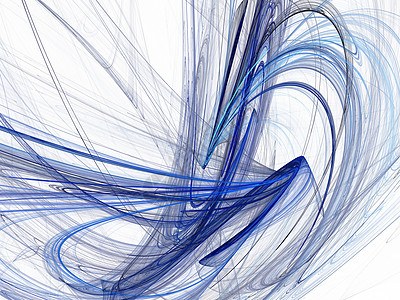 与蓝色曲线的抽象分形白色渲染线条环形背景图片