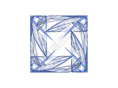 3D 以平方形形式与蓝色抽象分形相交背景图片