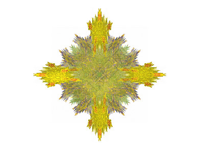 带有黄色图案的抽象分形荆棘白色渲染单元样本雪花插图背景图片