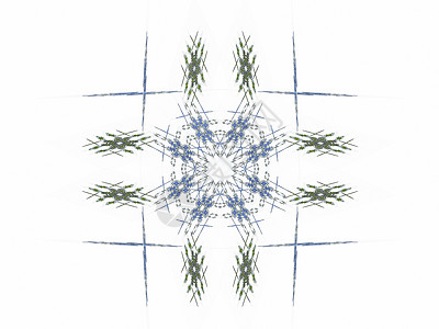 带有灰色花纹的抽象分形蓝色渲染插图雪花单元正方形样本白色图片