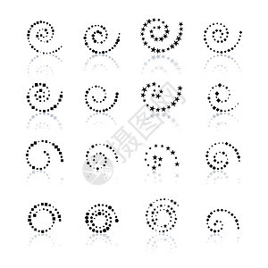 设置点状插图螺旋反射曲线镜子黑色运动绘画正方形网络漩涡图片
