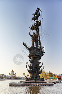 莫斯科河纪念碑 彼得 第一个艺术雕像雕塑家地标景观天空雕塑青铜风景城市图片
