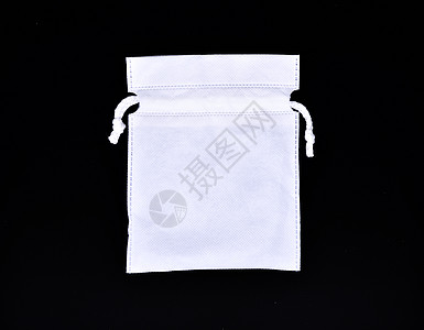 白袋白绳材料绳索手提包纺织品黑色小袋展示解雇织物图片
