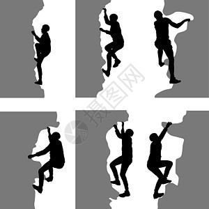 白色背景上的黑色剪影攀岩者悬崖救援自由成人石头男人活动远足运动勇气图片