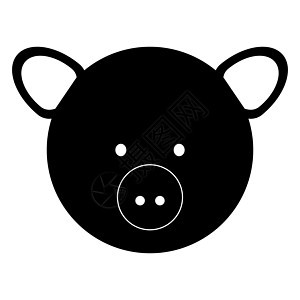 猪面对黑色图标背景图片