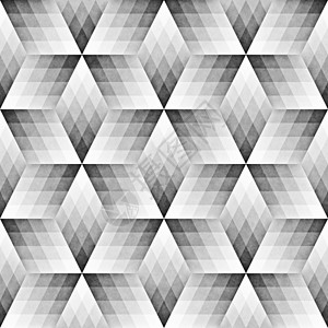 无缝的单色图案 蹩脚的几何形状平铺菱形风格装饰灰色立方体白色几何学艺术插图装饰品图片