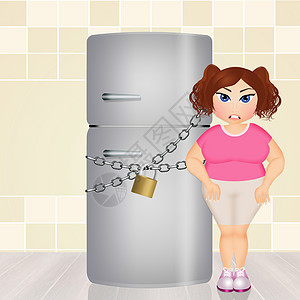 绝食冷冻器女士平衡食物肥胖身体卫生健康营养重量挂锁图片