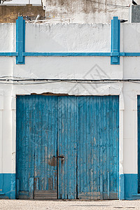 旧蓝木门乡村建筑学木头蓝色房子传统古董风化入口旅行图片