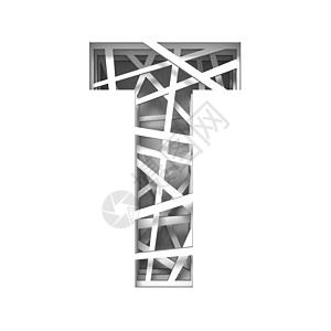 剪纸字体字母 T 3图案渲染阴影插图元素白色装饰收藏几何广告背景图片