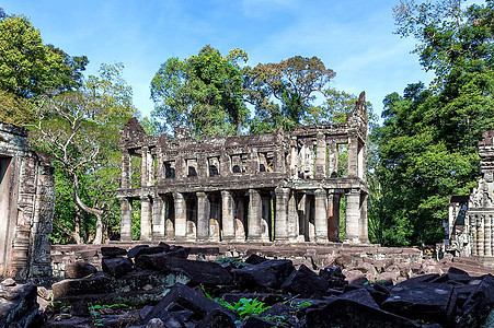 Preah Khan寺 柬埔寨吴哥瓦特高棉语石头废墟历史建筑学沉思纪念碑遗产上帝考古学图片