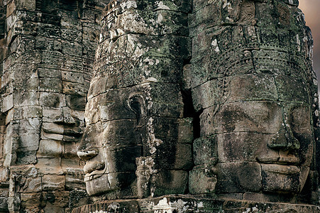 有巨石面孔的湾庙 吴哥瓦 暹粒 柬埔寨建筑废墟文明旅行上帝收获艺术日落雕刻纪念碑图片