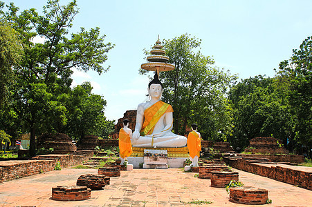 泰国九谷寺庙的老佛像Buddha崇拜精神雕像扫管佛教徒文化建筑学黄色雕塑宗教图片