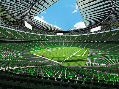 有绿色位子和VIP boxe的大美丽的现代美式足球体育场白色娱乐蓝色游戏黑色院子盒子网格贵宾玻璃图片