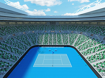美丽的现代网球在澳洲的壮观体育场行动出口椅子盒子锦标赛游戏运动员比赛球拍裁判图片