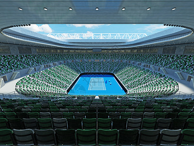 美丽的现代网球在澳洲的壮观体育场出口比赛反手椅子盒子裁判玩家贵宾边员日光图片