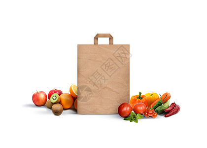纸袋 蔬菜和水果韭葱萝卜营养健康市场糖尿病黄瓜食物香菜橙子图片