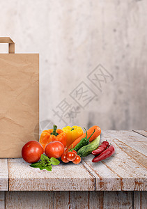 纸袋 蔬菜和水果面包洋葱产品杂货店萝卜香蕉香肠韭葱食物健康图片
