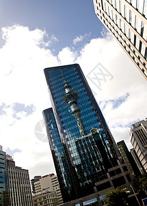 新西兰奥克兰天空海洋建筑学商业摩天大楼港口城市都市景观天际图片