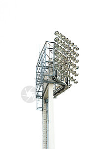 白色背景的体育场灯光天空场地照明金属游戏运动电气灯泡洪水安全图片
