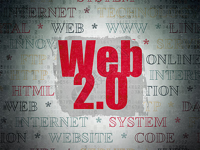 Web 开发概念 Web 2 0 在数字数据纸背景上网页技术代码网站标签引擎软件红色文本编程图片