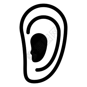 听到黑色图标器官倾听者援助商业声学噪音听觉波浪听力耳聋图片