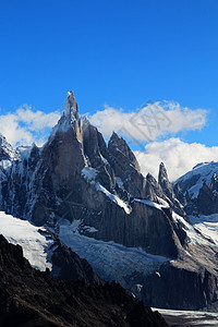 Cerro Torre山 阿根廷洛斯格拉西亚雷斯国家公园公园冰川首脑登山者阳光岩石旅行荒野穿越远足图片