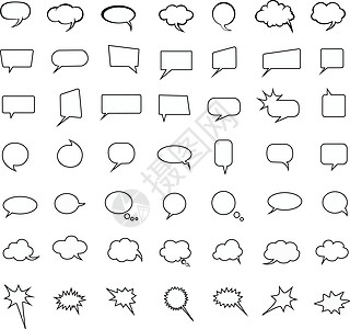 语言气泡语音泡泡组合气球气泡绘画卡通片标签插图说话讲话夹子涂鸦插画